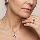 Conjunto de joyería de amatista | Oro blanco