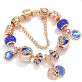 Pulsera de Oro Rosa y Cristal Azul