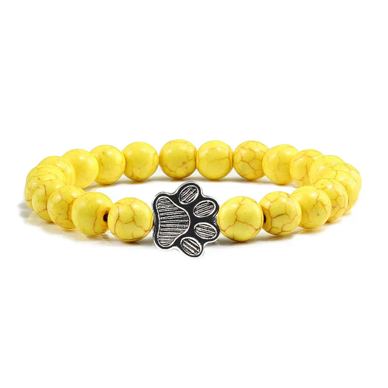Pulsera con cuentas en forma de pata – Diseño de piedra natural