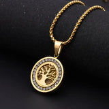 Collar del Árbol de la Vida en lujoso tono dorado con circonitas