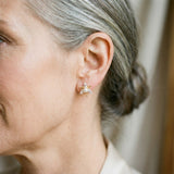 Pendientes de flores con cristales y perlas