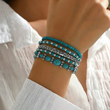 Conjunto de pulseras Boho con cuentas en color turquesa