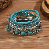 Conjunto de pulseras Boho con cuentas en color turquesa