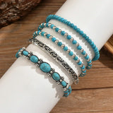 Conjunto de pulseras Boho con cuentas en color turquesa