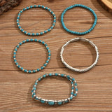 Conjunto de pulseras Boho con cuentas en color turquesa