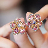Pendientes coloridos de circonita en plata de ley 925