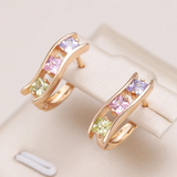 Pendientes coloridos en oro con circonita cúbica