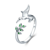 Anillo Camaleón con zirconitas verdes de plata