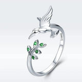 Anillo Camaleón con zirconitas verdes de plata
