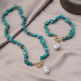 Elegantes conjuntos de joyería de piedras naturales y perlas