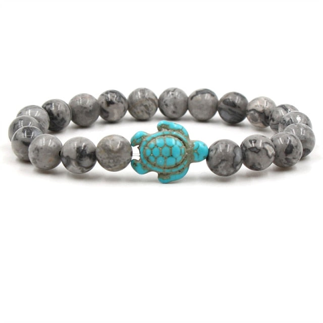 Pulseras exclusivas con piedras naturales en forma de tortuga