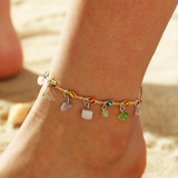 Pulsera de cristal multicolor y oro