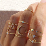 Conjunto de 10 anillos auxiliares adornados con plata y oro