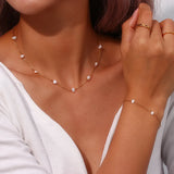 Conjunto completo de collar y pulsera con margaritas de acero inoxidable