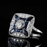 Anillo Brillante con Zirconio Azul Oscuro