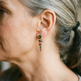 Pendientes dorados con zirconitas de colores