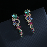 Pendientes dorados con zirconitas de colores