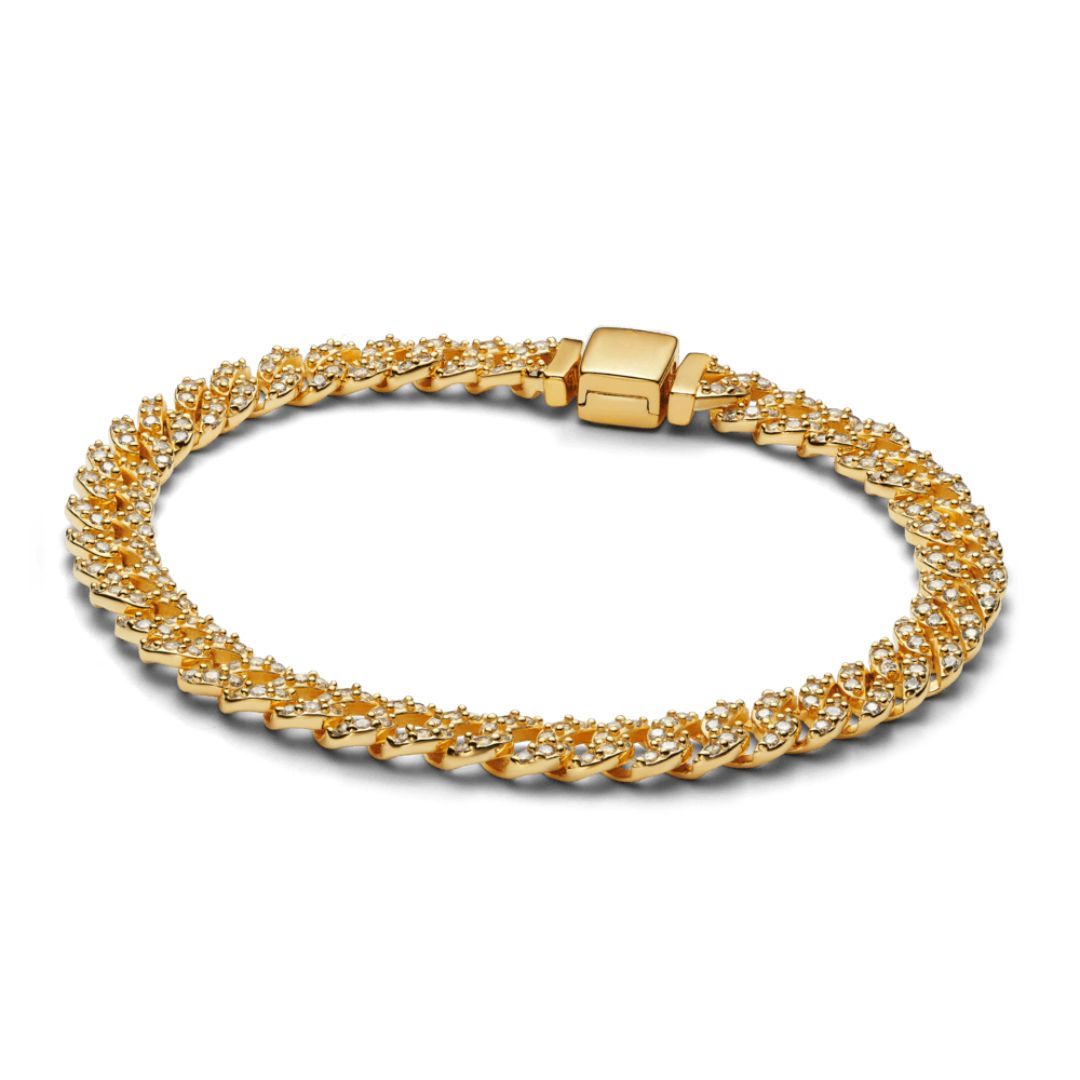 Pulsera Cubana Ancha Dorada