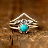 Anillo con perlas turquesa