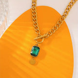Collar con Gran Cadena y Colgante de Esmeralda | Oro