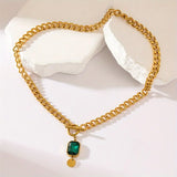 Collar con Gran Cadena y Colgante de Esmeralda | Oro