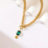 Collar con Gran Cadena y Colgante de Esmeralda | Oro