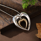Collar con Corazón Colgante en Dos Tonos