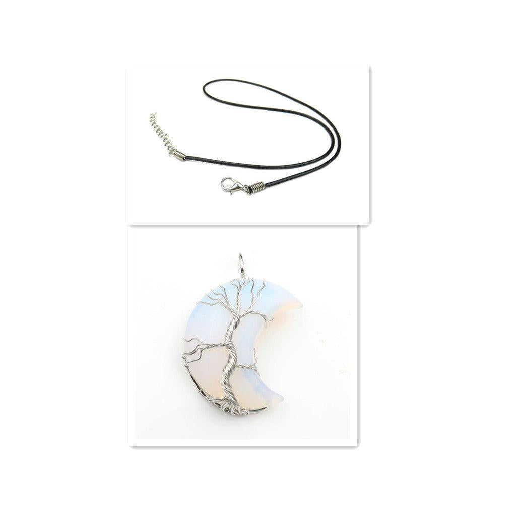 Collar con colgante de árbol de la vida de cristal