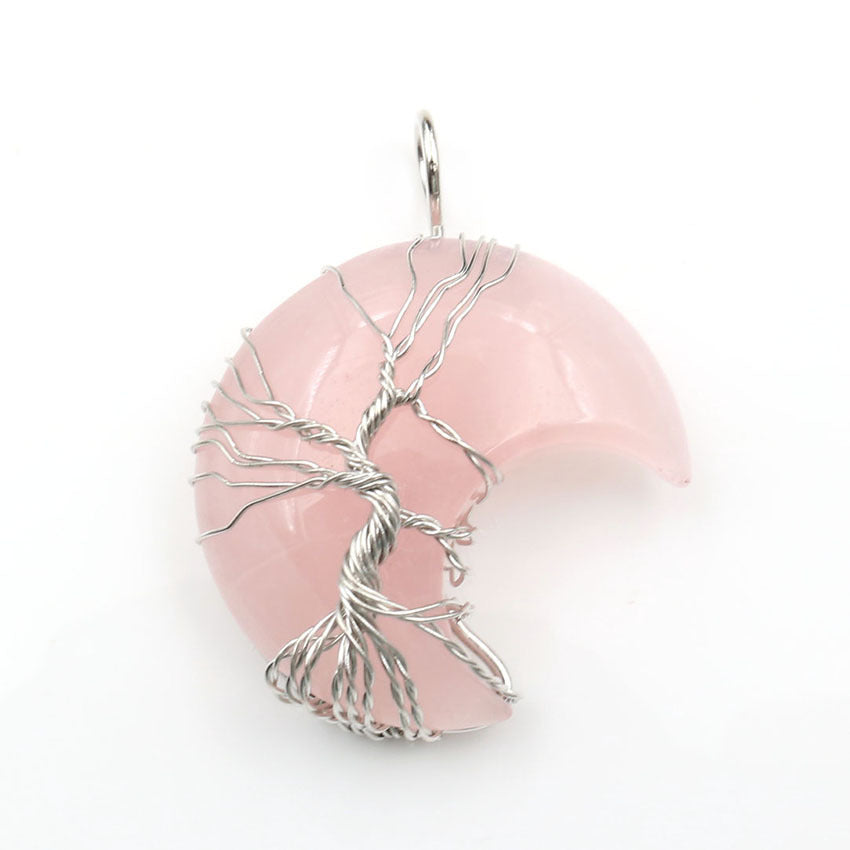 Collar con colgante de árbol de la vida de cristal