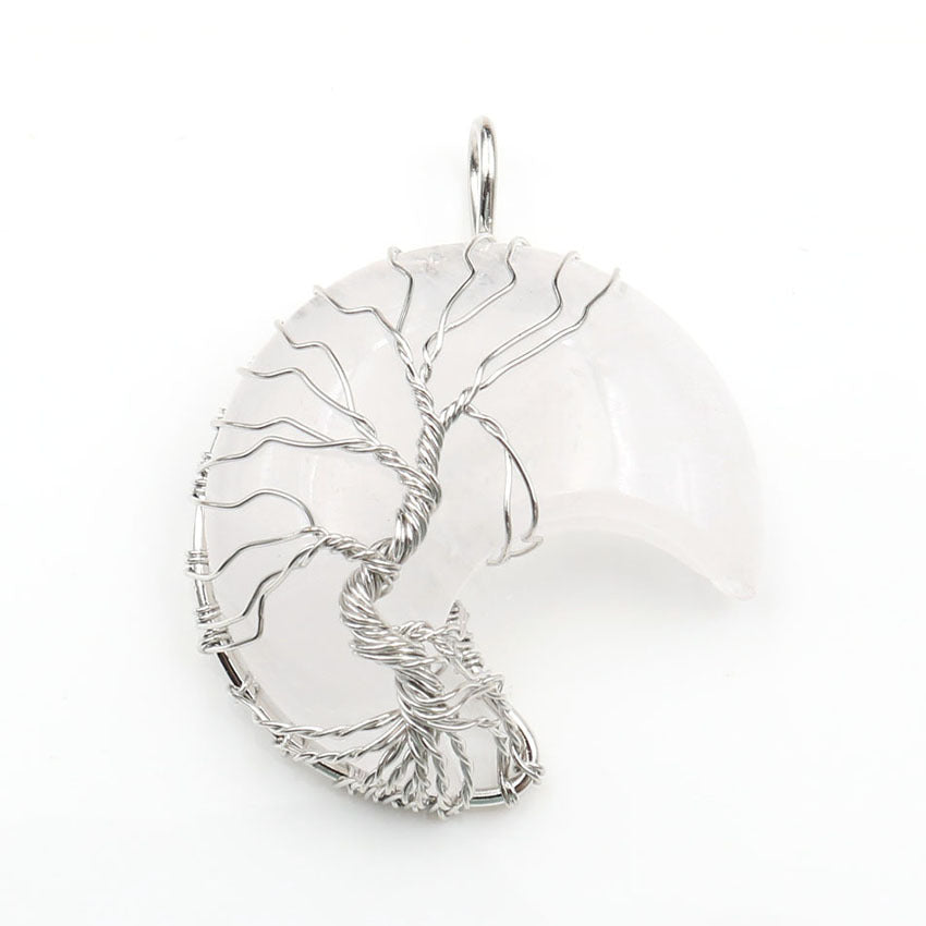 Collar con colgante de árbol de la vida de cristal