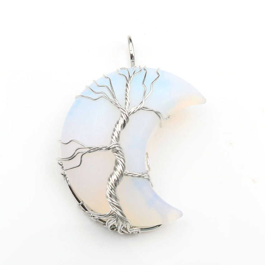 Collar con colgante de árbol de la vida de cristal