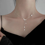 Collar con luna y estrellas en plata