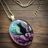 Collar con el gato encantado "La Noche Estrellada"