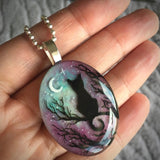 Collar con el gato encantado "La Noche Estrellada"