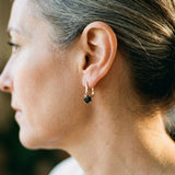 Pendientes colgantes de oro con zirconia negra