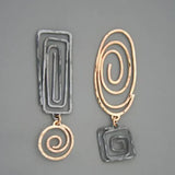 Pendientes colgantes de oro y plata