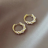Pendientes colgantes de perla redonda