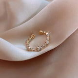 Anillo Redondo Ajustable Clásico en Oro y Cristal