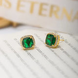 Pendientes "Karina" con piedra verde esmeralda