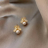 Pendientes de perla y circonio en oro