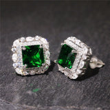 Pendientes con esmeralda y adornos de cristal