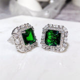Pendientes con esmeralda y adornos de cristal