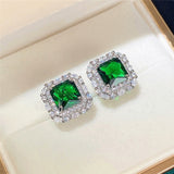 Pendientes con esmeralda y adornos de cristal