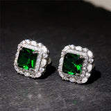 Pendientes con esmeralda y adornos de cristal