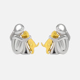 Pendientes en dos colores, plata y oro