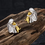 Pendientes en dos colores, plata y oro