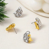 Pendientes en dos colores, plata y oro