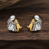 Pendientes en dos colores, plata y oro
