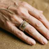 Anillo Retro-Dorado-Trenzado con Zircón