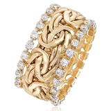 Anillo Retro-Dorado-Trenzado con Zircón